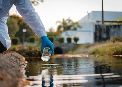 Scientists team collect water samples for analysis