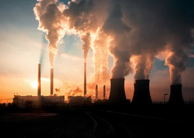 power station polluting air with smoke